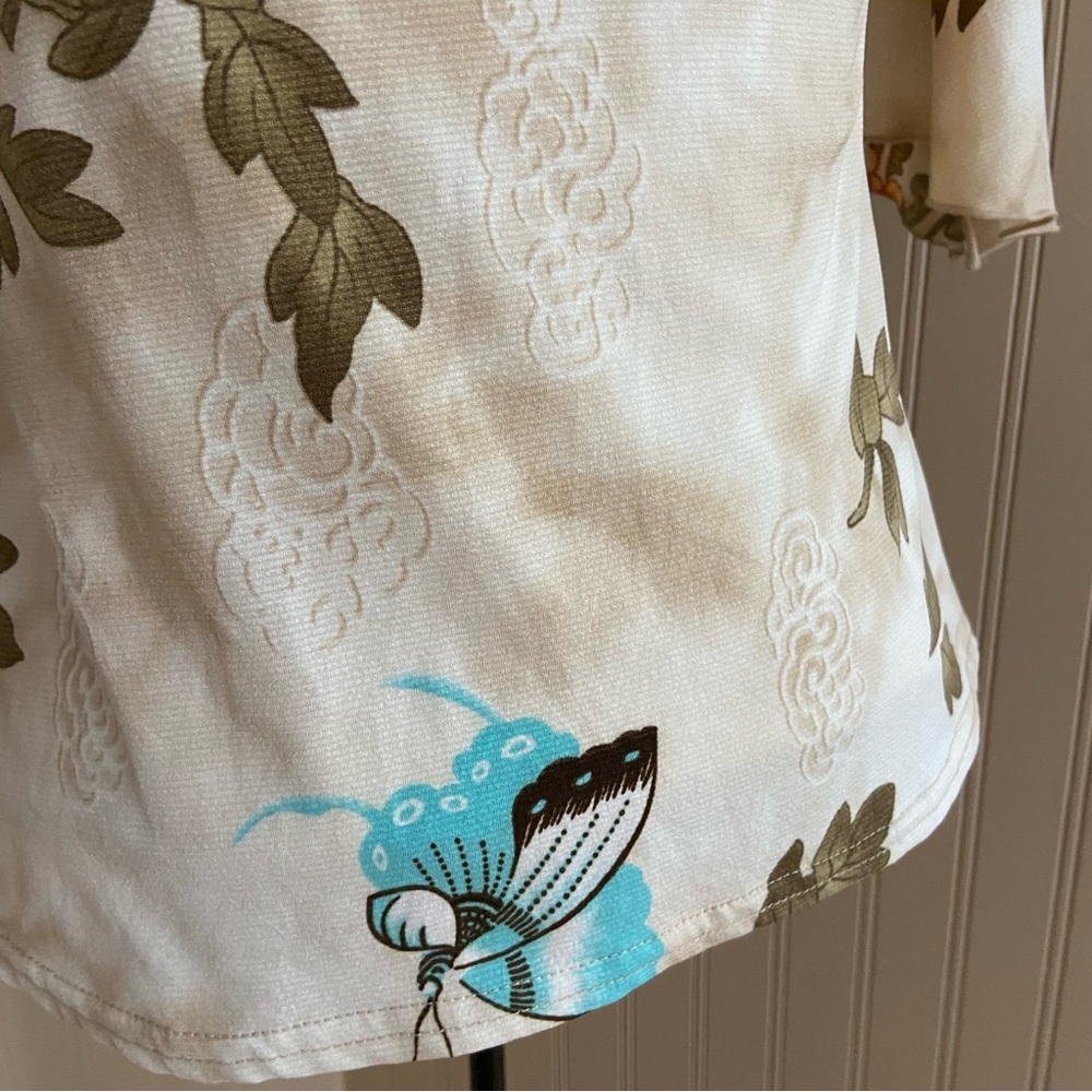 Vintage 90s Y2K 725 Floral & Butterfly Wrap Top Blouse Women’s Medium - Picture 3 of 7